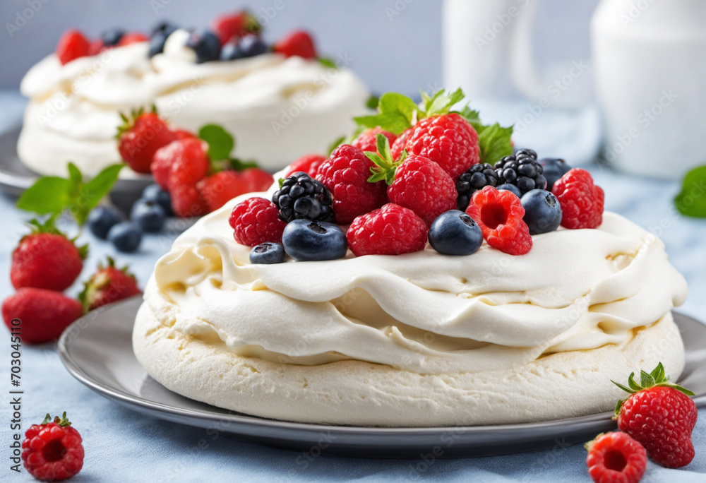 Delicious Pavlova with Mixed Berries Delicious Pavlova with Mixed Berries