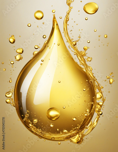 Golden liquid droplet with bubbles, enriched with Vitamin K.