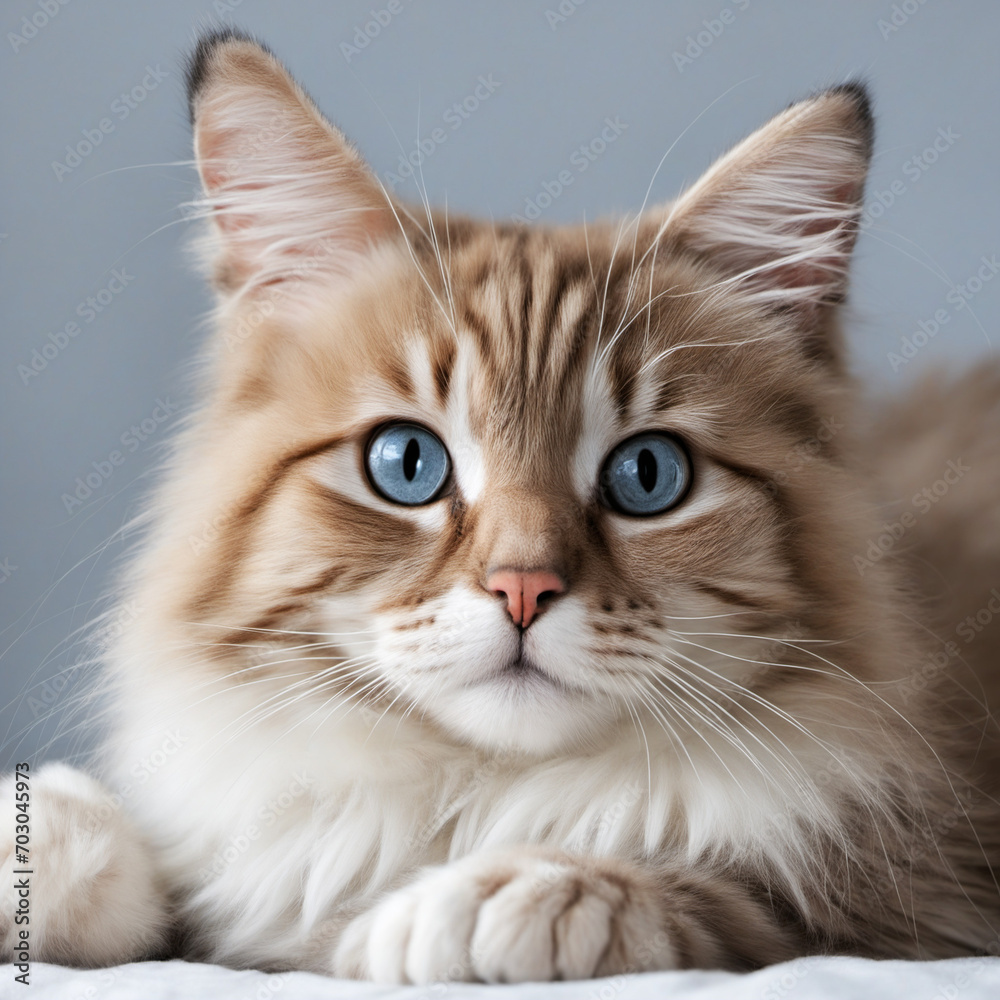 Fototapeta premium Playful kitten Lexi with pink background playing cute demeanor