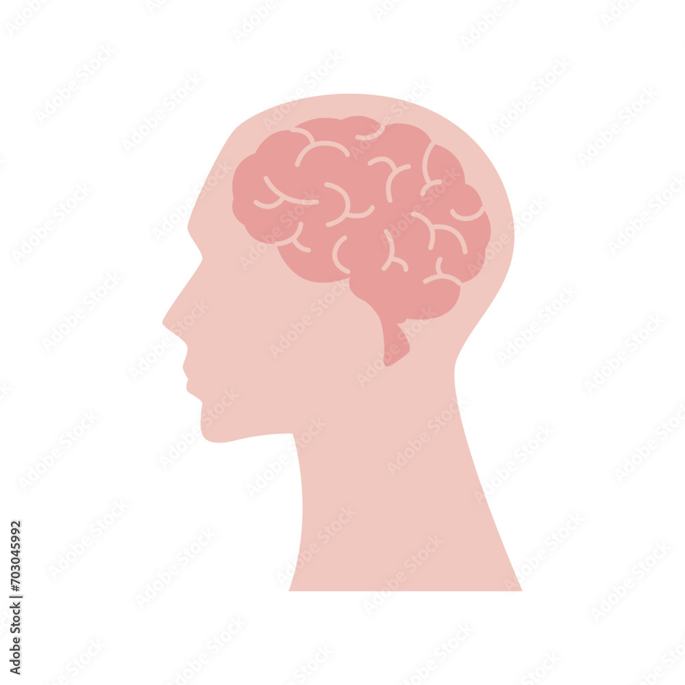 Vector brain vector icon. simple silhouette symbol