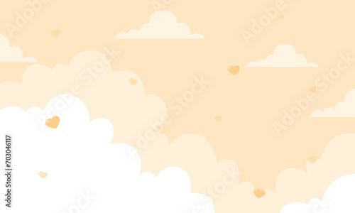 Fototapeta Naklejka Na Ścianę i Meble -  Vector valentine theme with hearts in yellow sky background