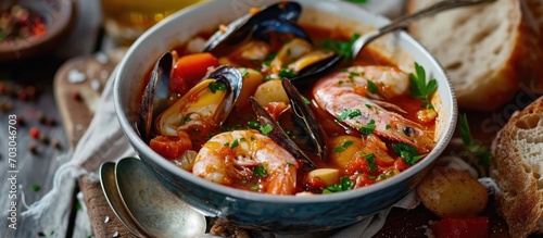 Experience the essence of the coast in each spoonful of French bouillabaisse.