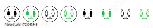 Social distancing icon set. social distance icon. self quarantine sign