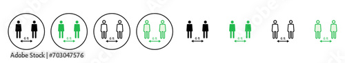 Social distance icon set. social distancing icon. self quarantine sign
