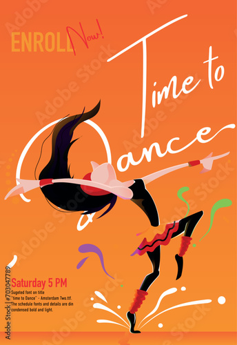 dancer leaps into the air, her arms outstretched. The dancer is surrounded by a swirling vortex of color, representing the energy and vitality of dance. 
