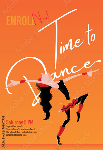 A dancer floats across the stage, her arms outstretched, her body a blur of grace and movement. The image is a celebration of the beauty of dance. Grace, slow movements.