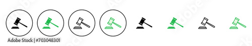 Gavel icon set. judge gavel icon vector. law icon vector. auction hammer
