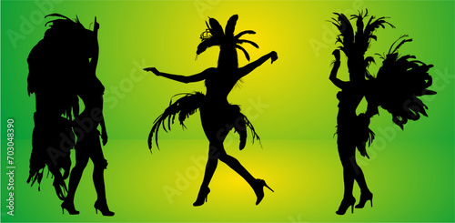 siluetas bailarines, carnaval, brasil, samba, poses