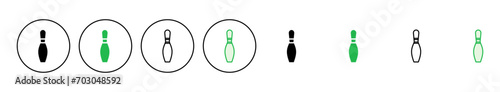 Bowling icon set. bowling ball and pin icon. bowling pins