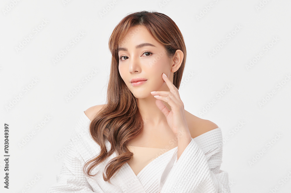 Beautiful young asian woman with clean fresh skin on white background, Face care, Facial treatment, Cosmetology, beauty and spa, Asian women portrait. Beautiful young asian woman with clean fresh skin on white background, Face care, Facial treatment, Cosmetology, beauty and spa, Asian women portrait.