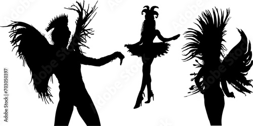 siluetas bailarines, carnaval, brasil, samba, poses