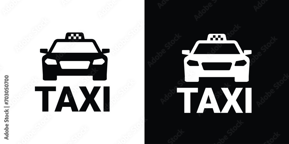 taxi car vector on black and white  - obrazy, fototapety, plakaty 