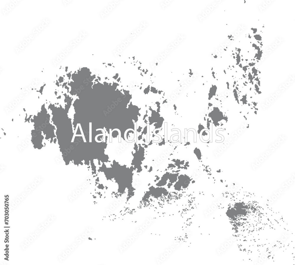 Gray map of Aland Islands with the inscription of the name of the country inside map Gray map of Aland Islands with the inscription of the name of the country inside map