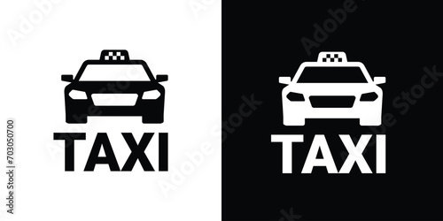 Canvas Print taxi car vector on black and white