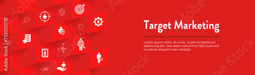 Target Marketing Icon Set and Web Header Banner with specific targeted persona photo