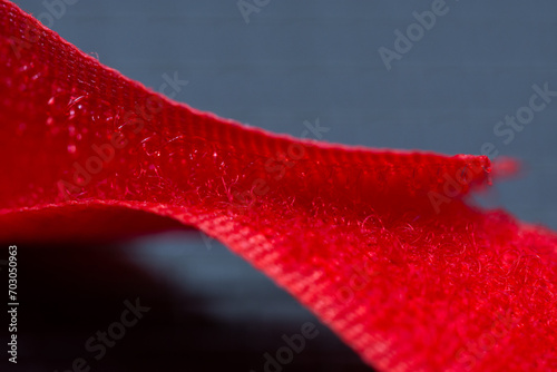 Red  Velcro type slim band , fluffy + velvet