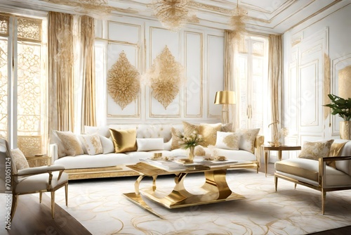 A harmonious fusion of pupal and white, enhanced by subtle golden accents.  photo