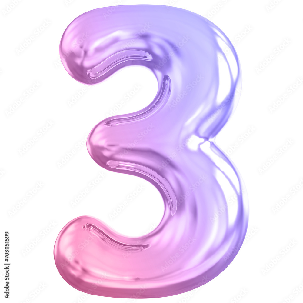 Gradient Bubble Number 3 luxury render Gradient Bubble Number 3 luxury render