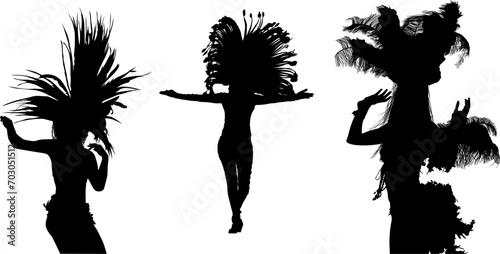 siluetas bailarines, carnaval, brasil, samba, poses