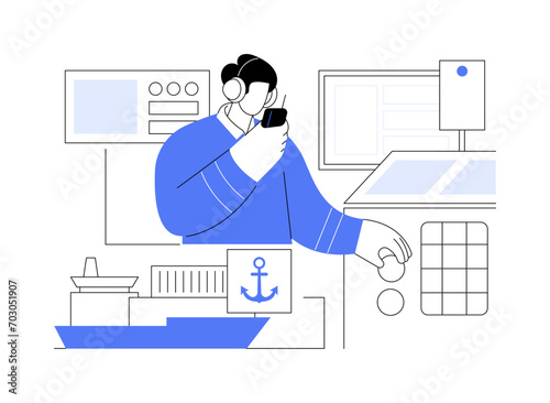 Ship engineer abstract concept vector illustration.