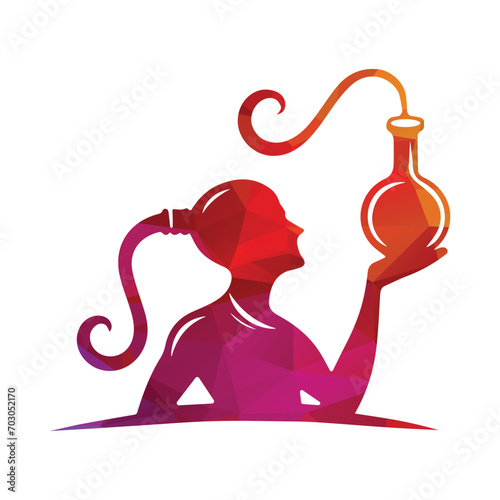 Genie Logo Design Vector Template with Pattern