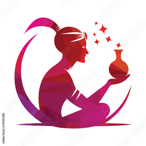 Genie Logo Design Vector Template with Pattern