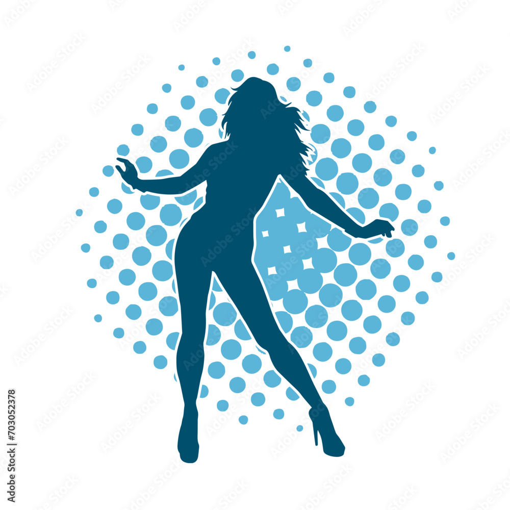 Silhouette of a slim female in dance pose. Silhouette of a woman dancing. Silhouette of a slim female in dance pose. Silhouette of a woman dancing.