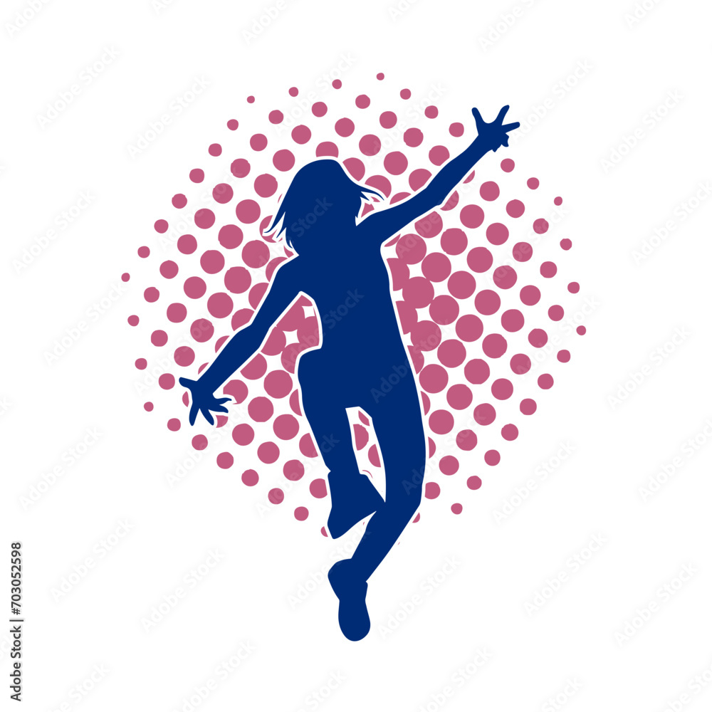 Silhouette of a slim female in dance pose. Silhouette of a woman dancing. Silhouette of a slim female in dance pose. Silhouette of a woman dancing.