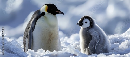 Two nearby Emperor Penguin offspring photo
