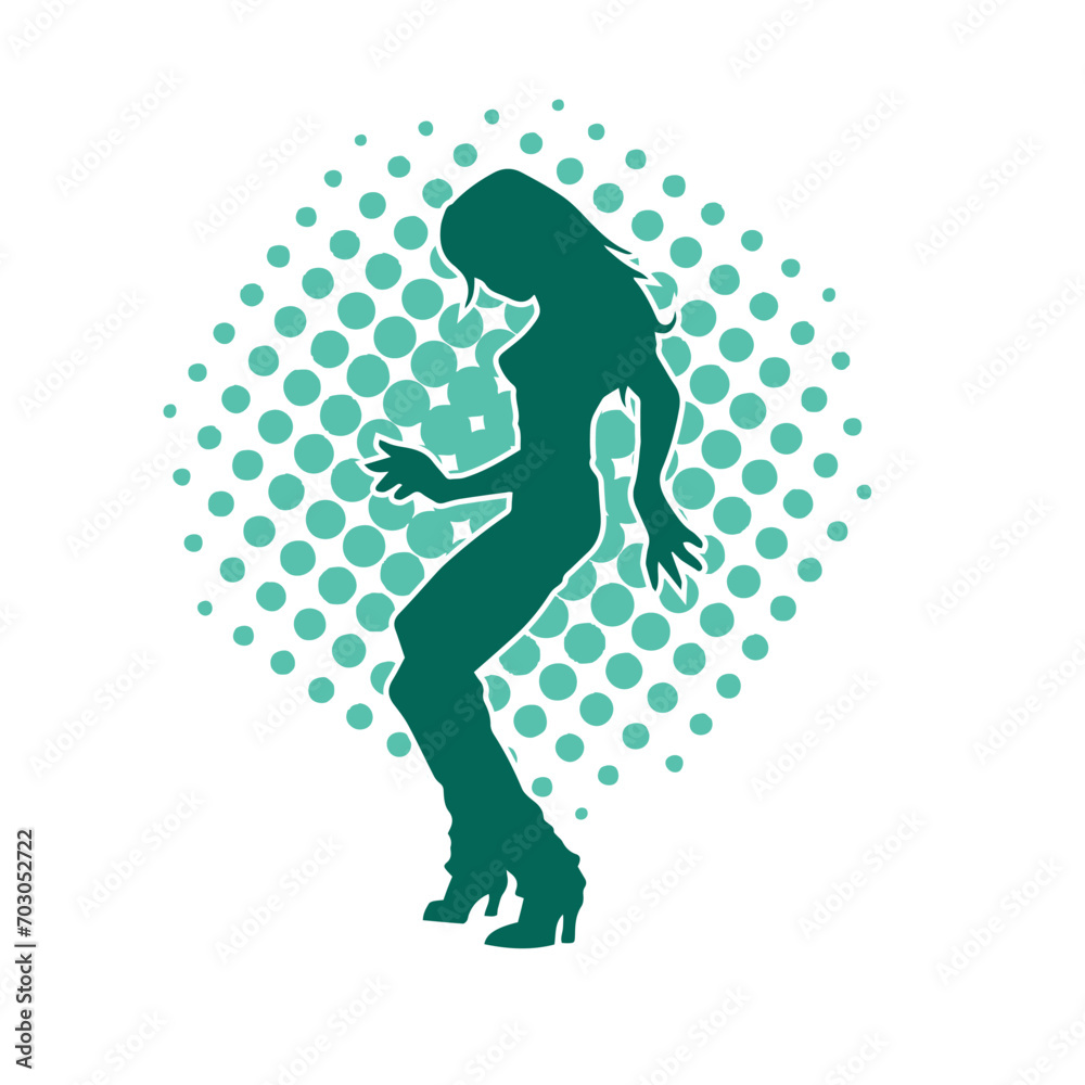 Silhouette of a slim female in dance pose. Silhouette of a woman dancing. Silhouette of a slim female in dance pose. Silhouette of a woman dancing.