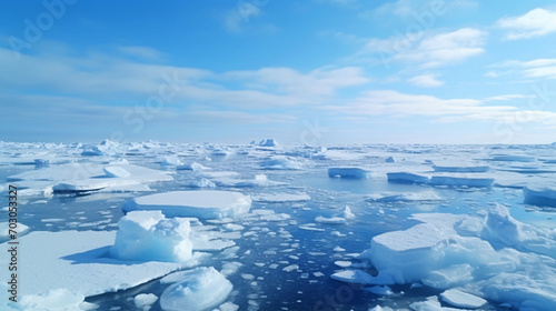 流氷の空撮、海に浮かんだ漂流する氷 photo