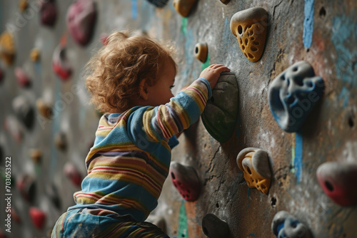 a child climbing the climbing wall