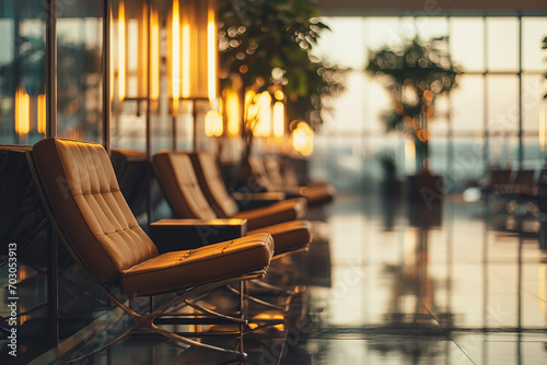 Cuadro en lienzo Luxurious airport lounge furniture exudes sophistication