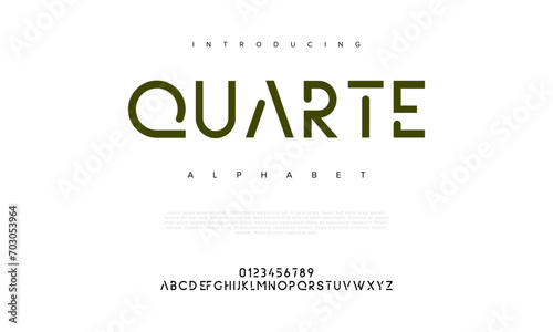 Quarte creative modern urban alphabet font. Digital abstract moslem, futuristic, fashion, sport, minimal technology typography. Simple numeric vector illustration