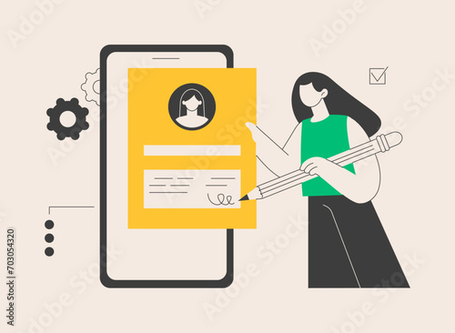 Electronic signature abstract concept vector illustration.