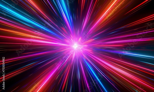 Generative AI image of starburst background with colored lights, in the style of cybernetic sci-fi