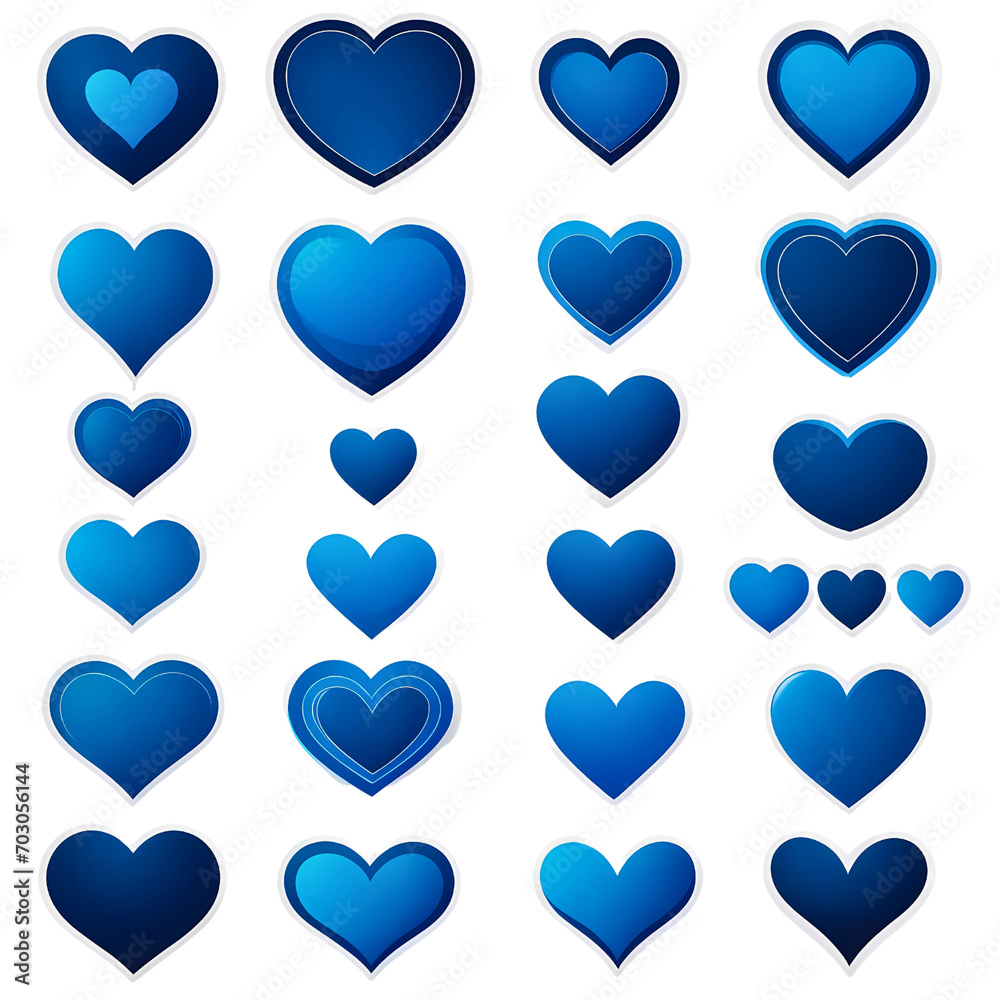 Blue heart icons set vector Blue heart icons set vector