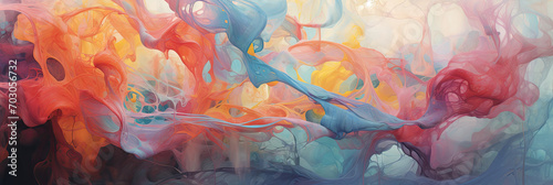 colorful abstract image of liquid with a rainbow hue, generative AI