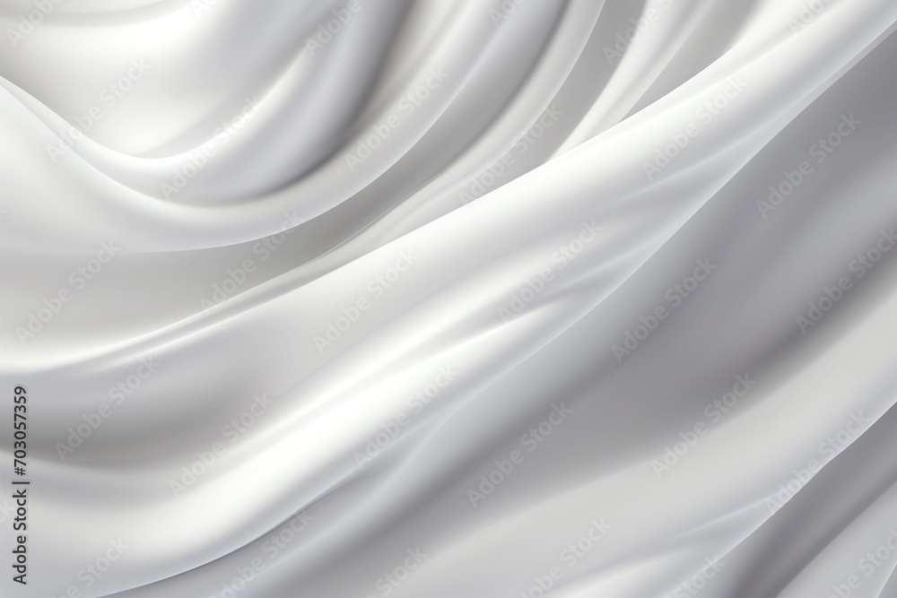Naklejka premium 3d render, abstract background with folded textile, white cloth macro, fashion wallpaper wavy layersl