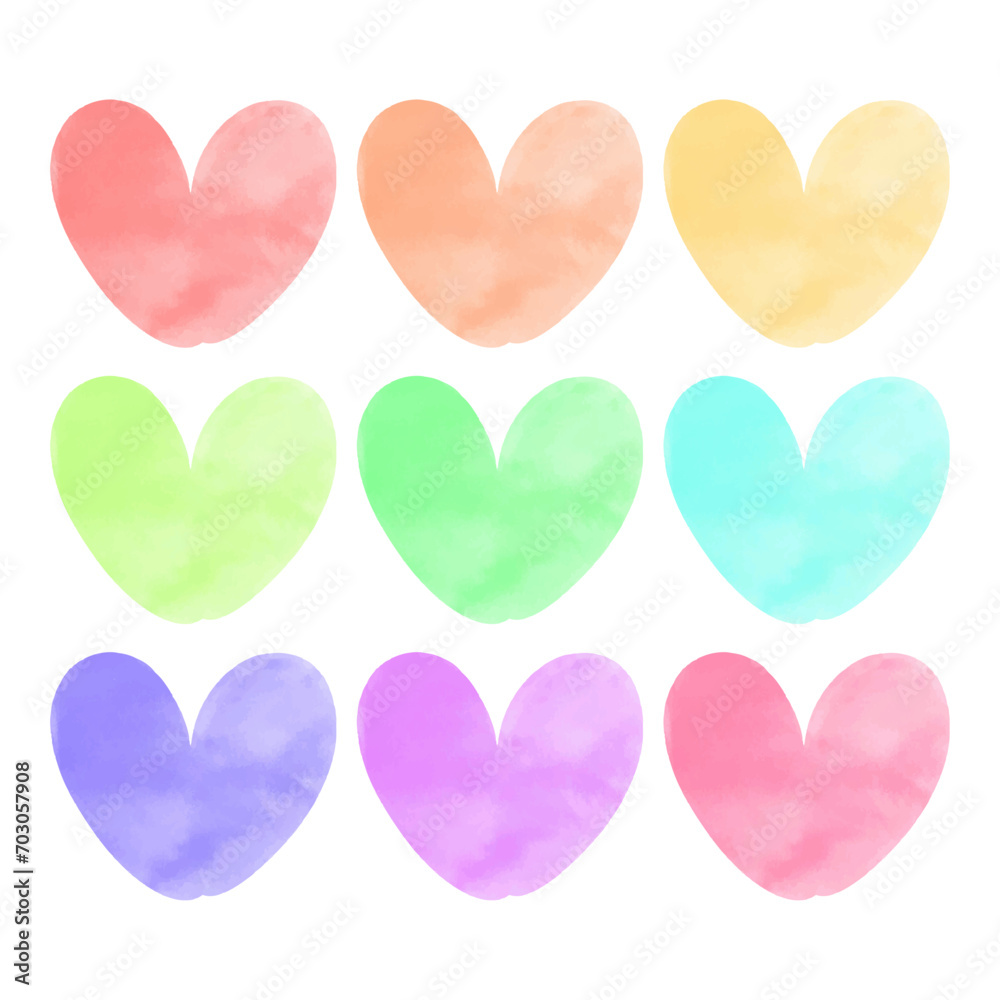 Vector colorful watercolor heart icon vector valentine's day edition