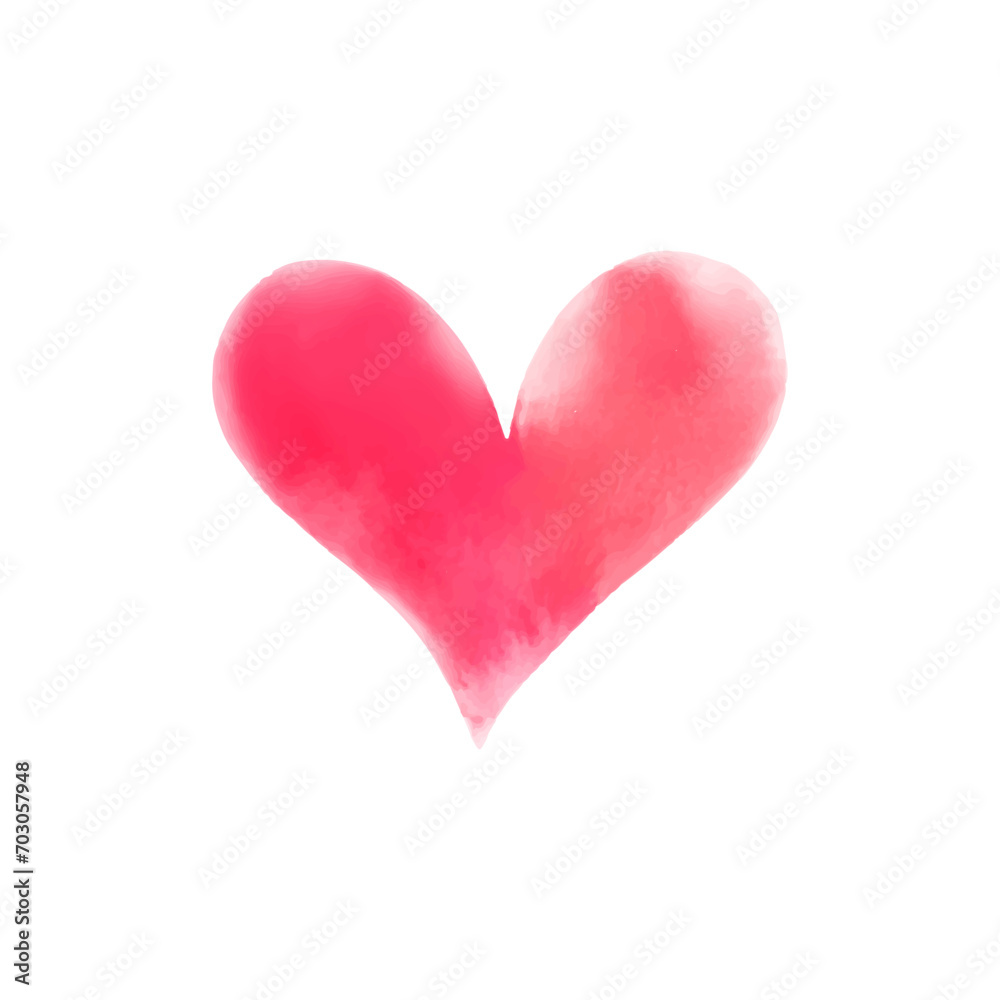 Vector hand drawn watercolor hearts isolated on white
