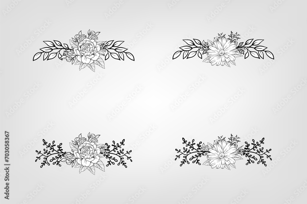 Obraz premium Set botanic blossom floral elements Decorative for Invitation