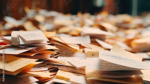 Closeup of a stack of handwritten notes, representing the resourcefulness and adaptability of teachers during times of crisis.