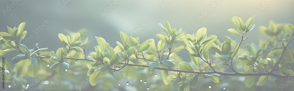 Obraz premium Green Leaves Landscape(For Banner). Generative AI