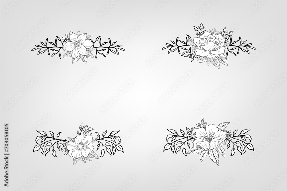 Set botanic blossom floral elements Decorative for Invitation Set botanic blossom floral elements Decorative for Invitation