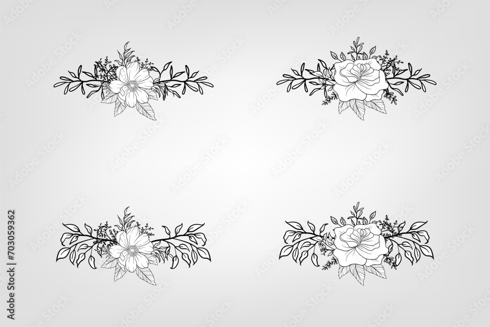Obraz premium Set botanic blossom floral elements Decorative for Invitation