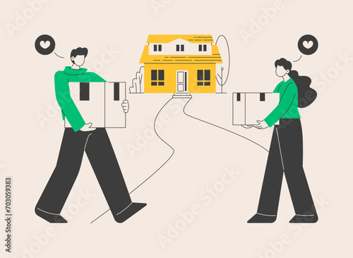 Cohabitation abstract concept vector illustration.