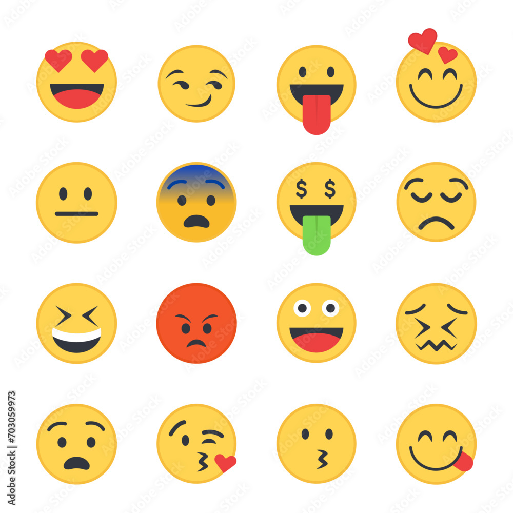 Vector mixed emoji set on white background Vector mixed emoji set on white background