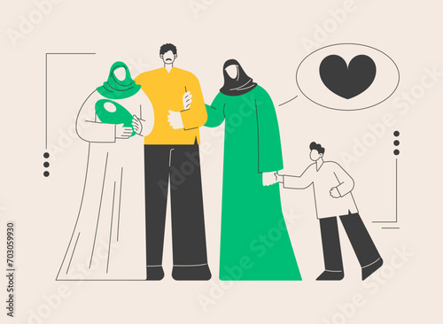 Polygamy abstract concept vector illustration.