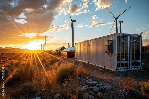 Green Hydrogen factory concept. Hydrogen production from renewable energy